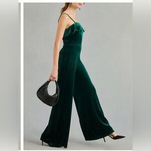 NWOT 💚🎄Anthropologie velvet jumpsuit XL